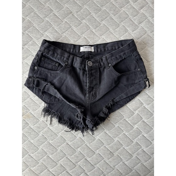 One X Oneteaspoon Pants - One X Oneteaspoon Shorts Womens 28 Black Denim Cutoff Frayed Hem Distressed